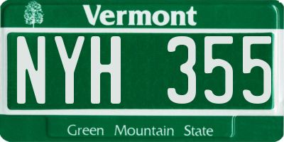 VT license plate NYH355