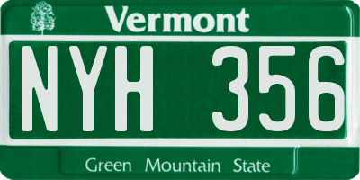 VT license plate NYH356
