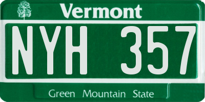 VT license plate NYH357