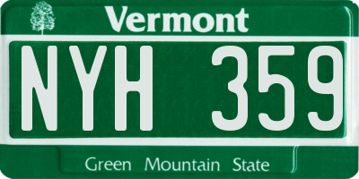 VT license plate NYH359