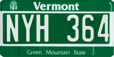VT license plate NYH364