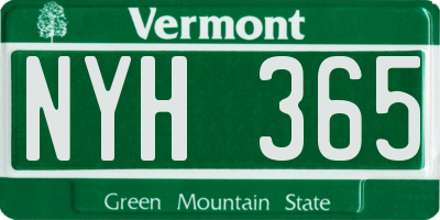 VT license plate NYH365