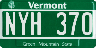 VT license plate NYH370