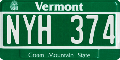 VT license plate NYH374