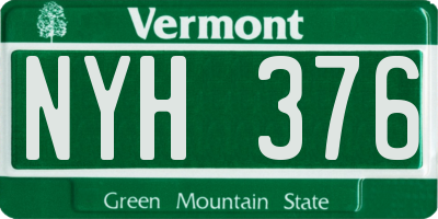 VT license plate NYH376