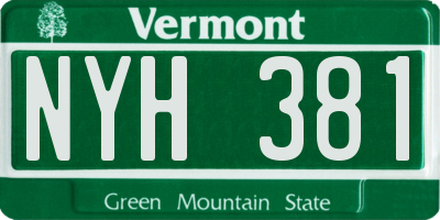 VT license plate NYH381
