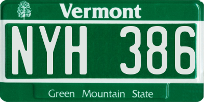 VT license plate NYH386