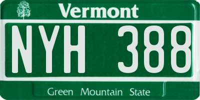 VT license plate NYH388