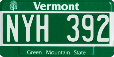 VT license plate NYH392