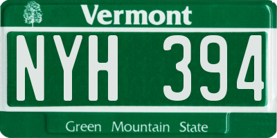 VT license plate NYH394