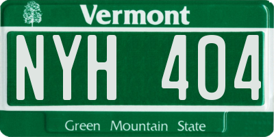 VT license plate NYH404