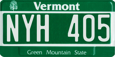 VT license plate NYH405