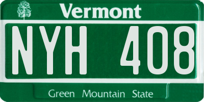 VT license plate NYH408