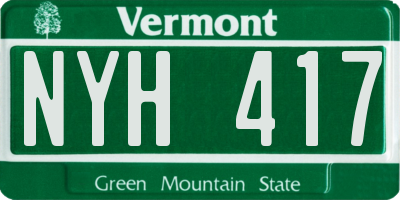 VT license plate NYH417