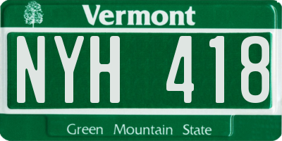 VT license plate NYH418