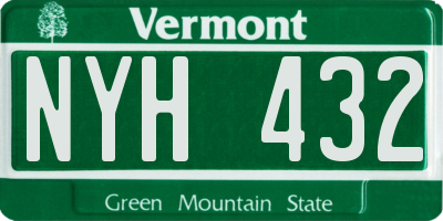 VT license plate NYH432