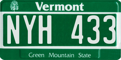 VT license plate NYH433