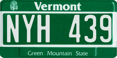 VT license plate NYH439