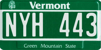 VT license plate NYH443