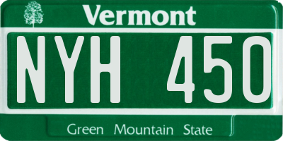VT license plate NYH450