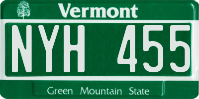 VT license plate NYH455