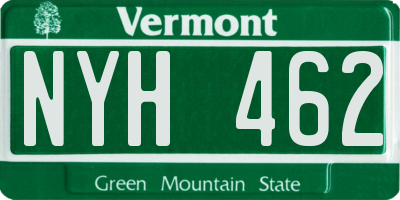 VT license plate NYH462