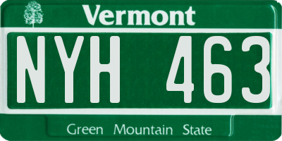 VT license plate NYH463