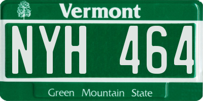 VT license plate NYH464