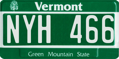 VT license plate NYH466