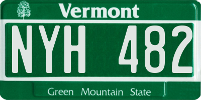 VT license plate NYH482