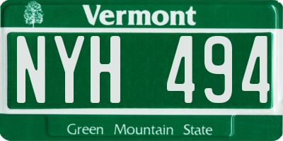 VT license plate NYH494