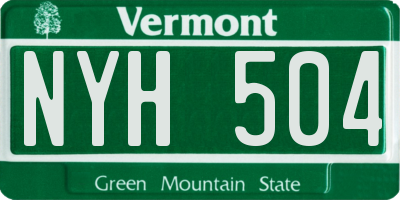 VT license plate NYH504