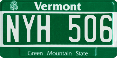 VT license plate NYH506