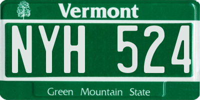 VT license plate NYH524