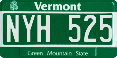 VT license plate NYH525