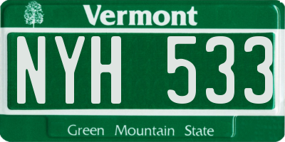 VT license plate NYH533