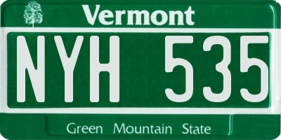 VT license plate NYH535