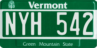 VT license plate NYH542