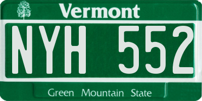 VT license plate NYH552