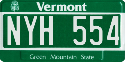 VT license plate NYH554
