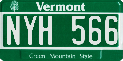 VT license plate NYH566