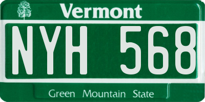 VT license plate NYH568