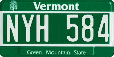 VT license plate NYH584