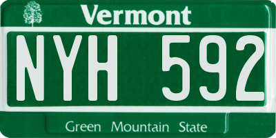 VT license plate NYH592