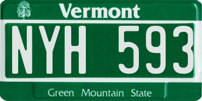 VT license plate NYH593