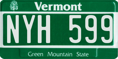 VT license plate NYH599