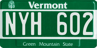 VT license plate NYH602