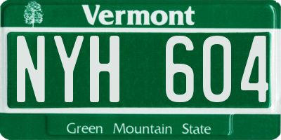 VT license plate NYH604