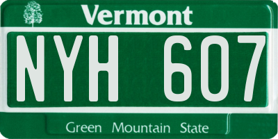 VT license plate NYH607