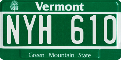 VT license plate NYH610